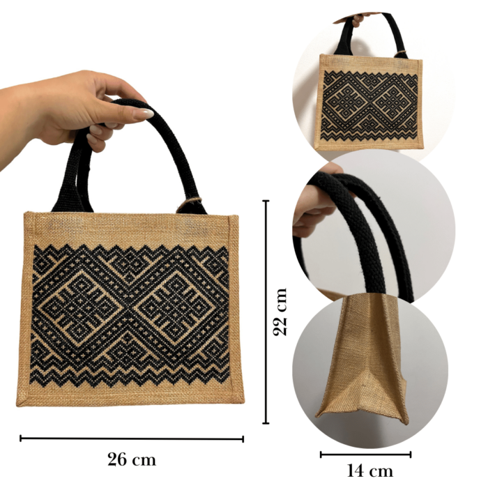 Bolso de Yute con Patrón Negro Artemis