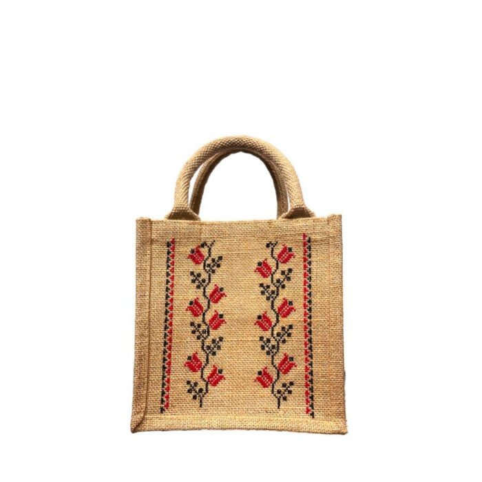 Flowers Bolso pequeño de Yute Diseño Antiguo